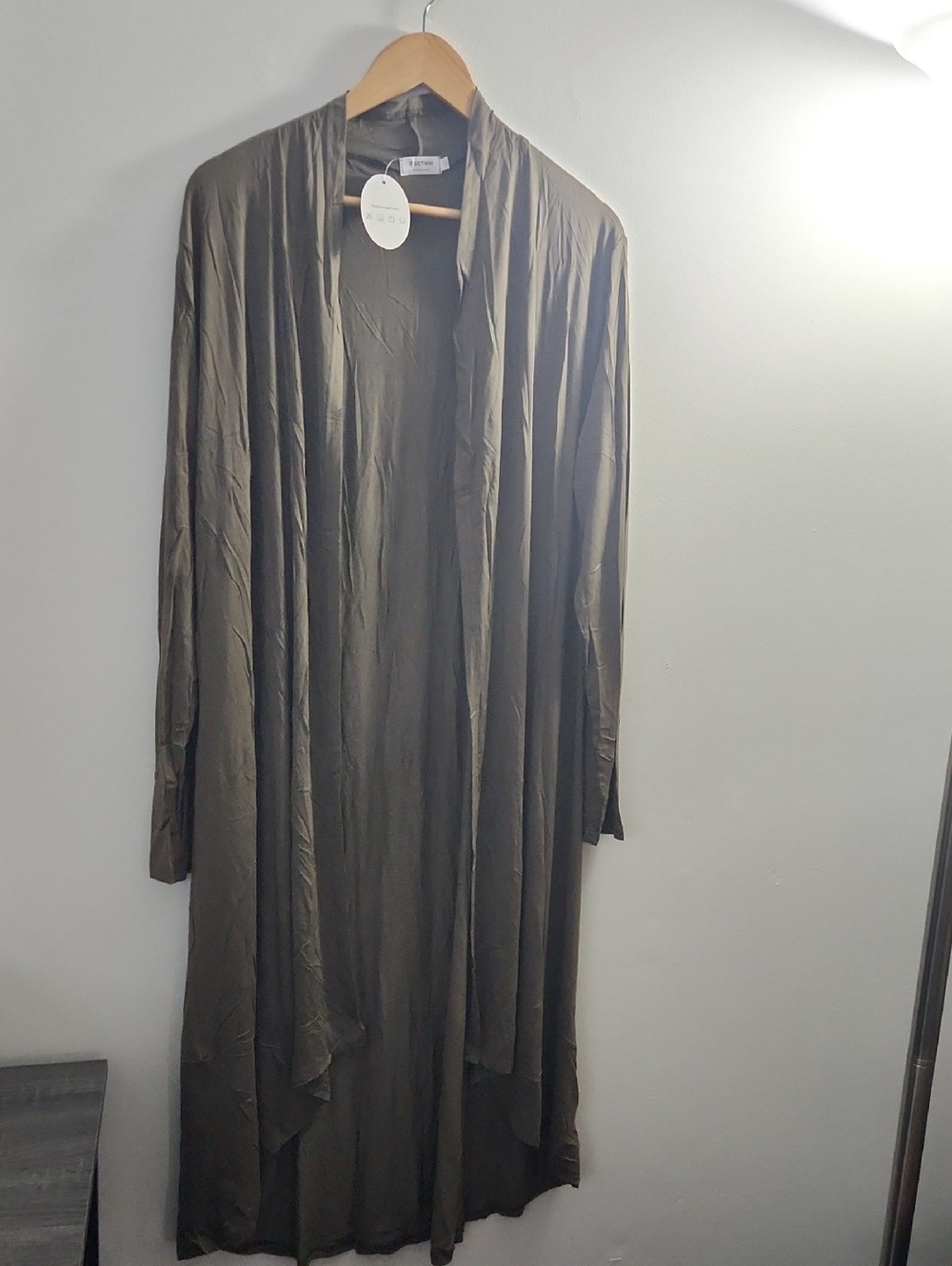 Long Open-Front Lightweight Cardigan - Olive